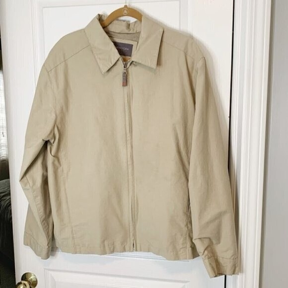 Andrew Marc Men's Full Zip Lightweight Casual Summer Zip Khaki Jacket - Picture 1 of 11
